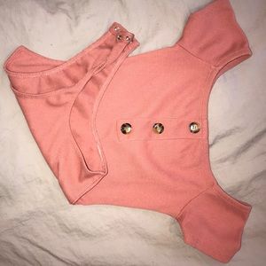 Off the shoulder ribbed body suit